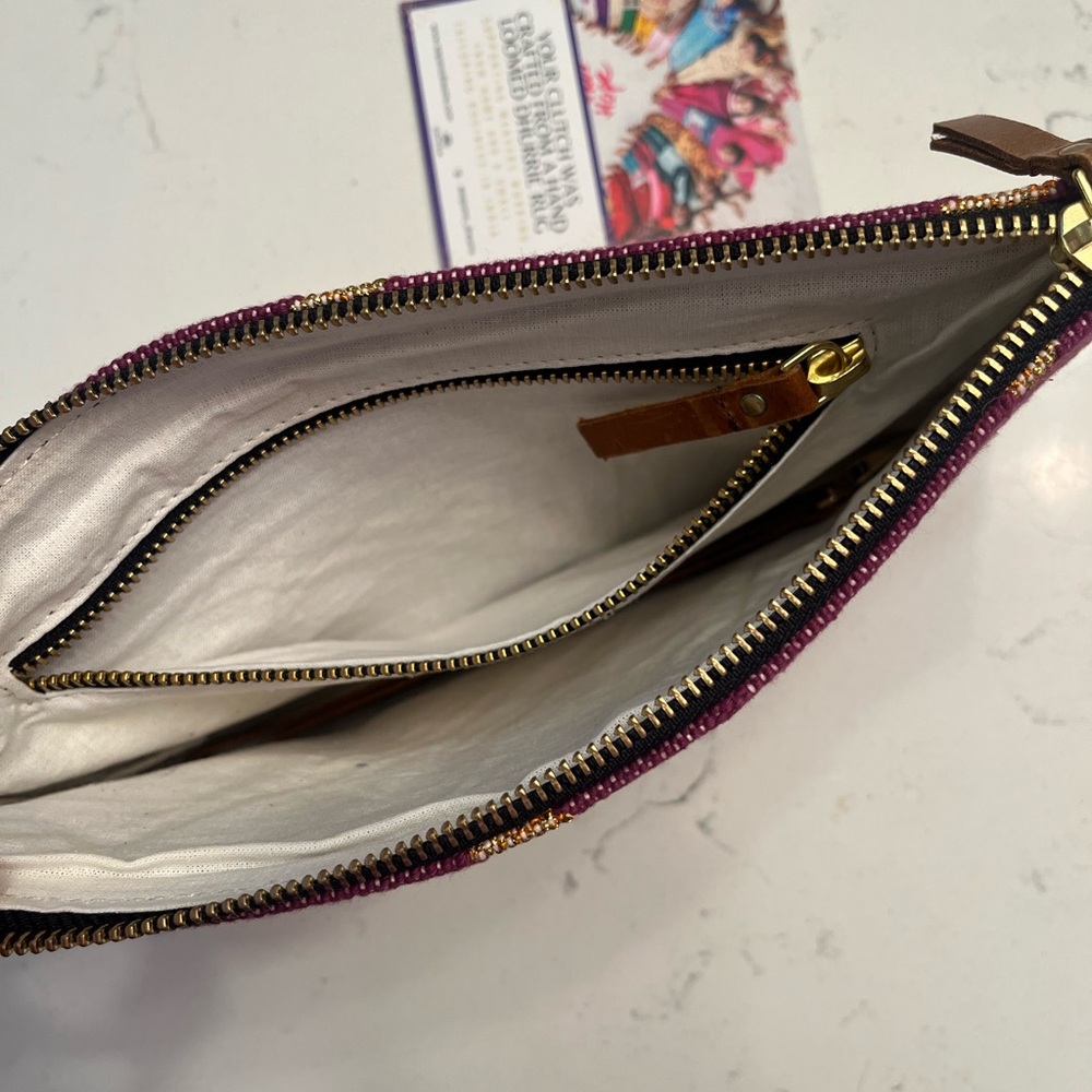Boho purple and gold clutch or travel pouch - Picture 6 of 9